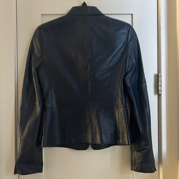 *NEW* Akris Punto Navy Leather Bomber Jacket US 4 - Picture 2 of 14